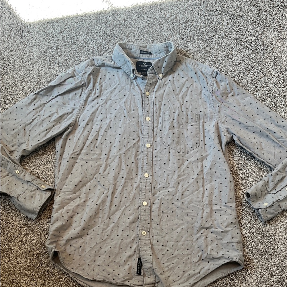 American Eagle Outfitters Gray Patterned Men's Shirt